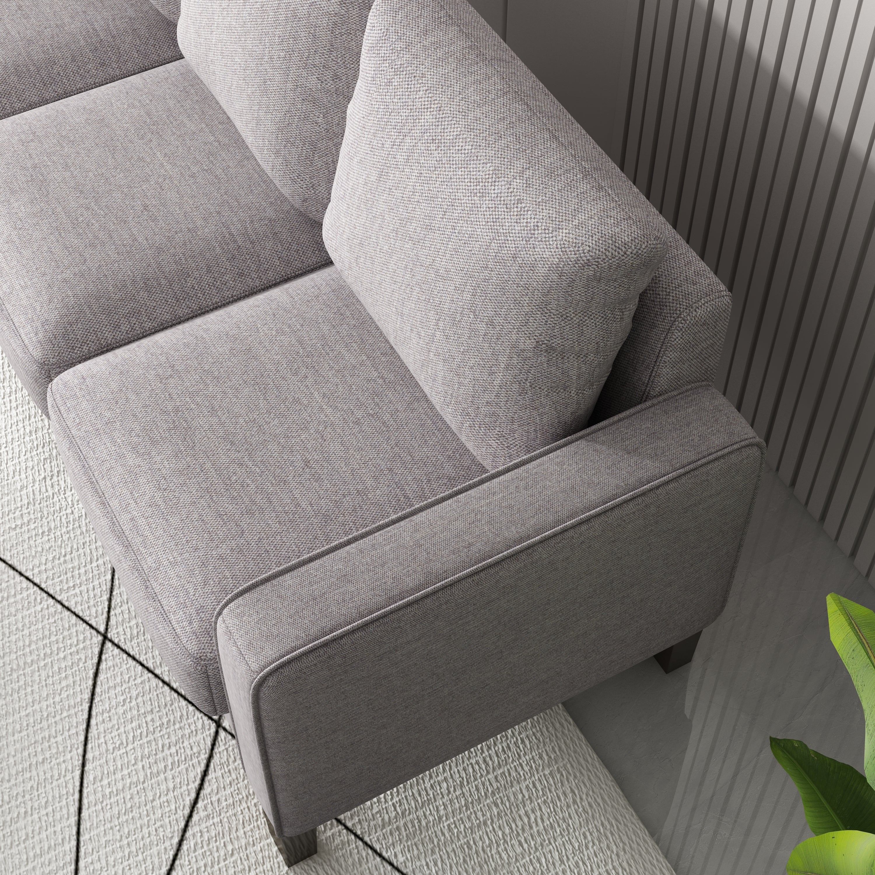 Modern Living Room Furniture Sofa in Light Grey Fabric