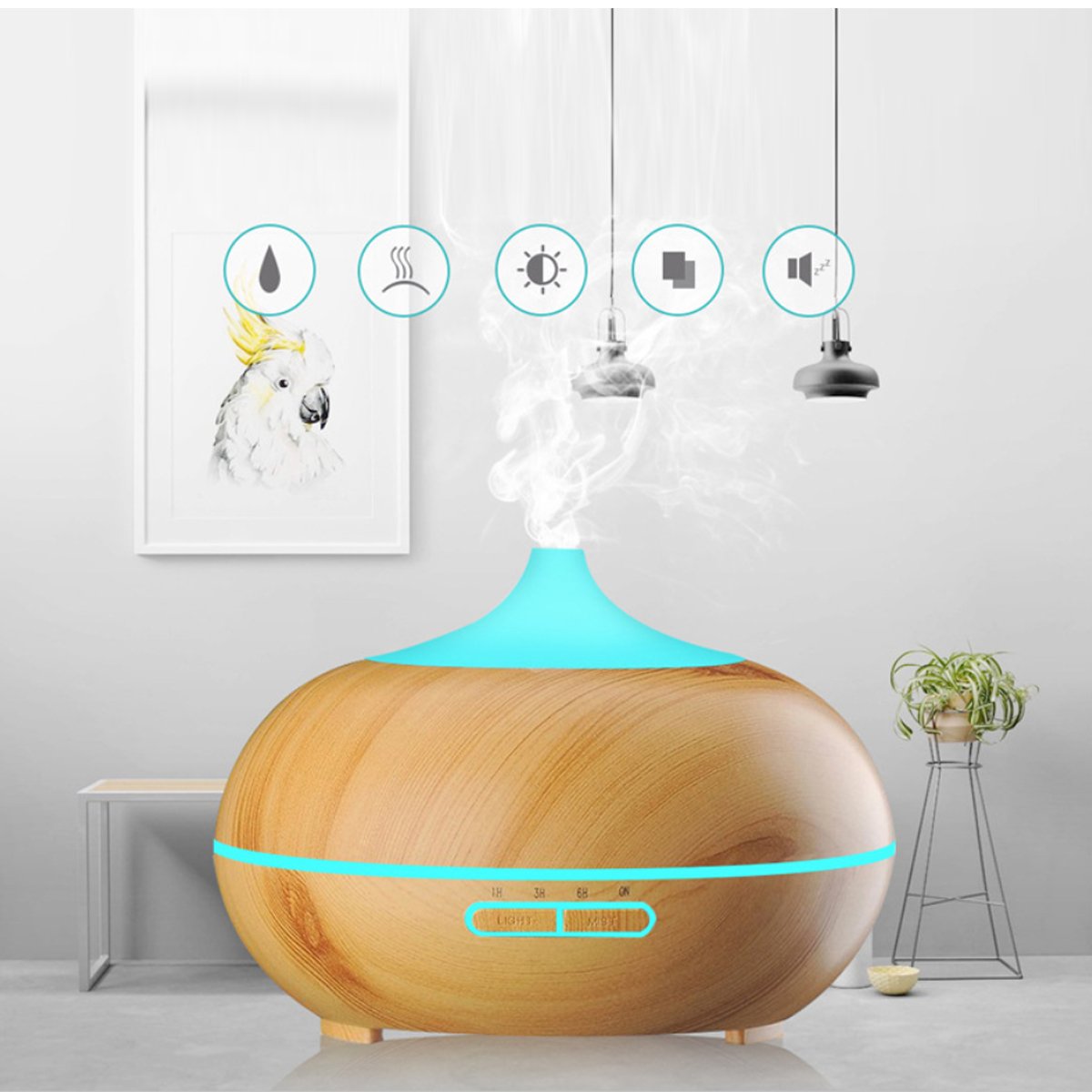 The1stAmerican™ Mistyrious Essential Oil Humidifier Natural Oak Design With Easy