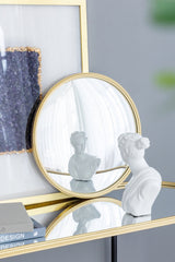 D15" Gold Round Mirror, Circle Mirror with Iron Frame for Living Room