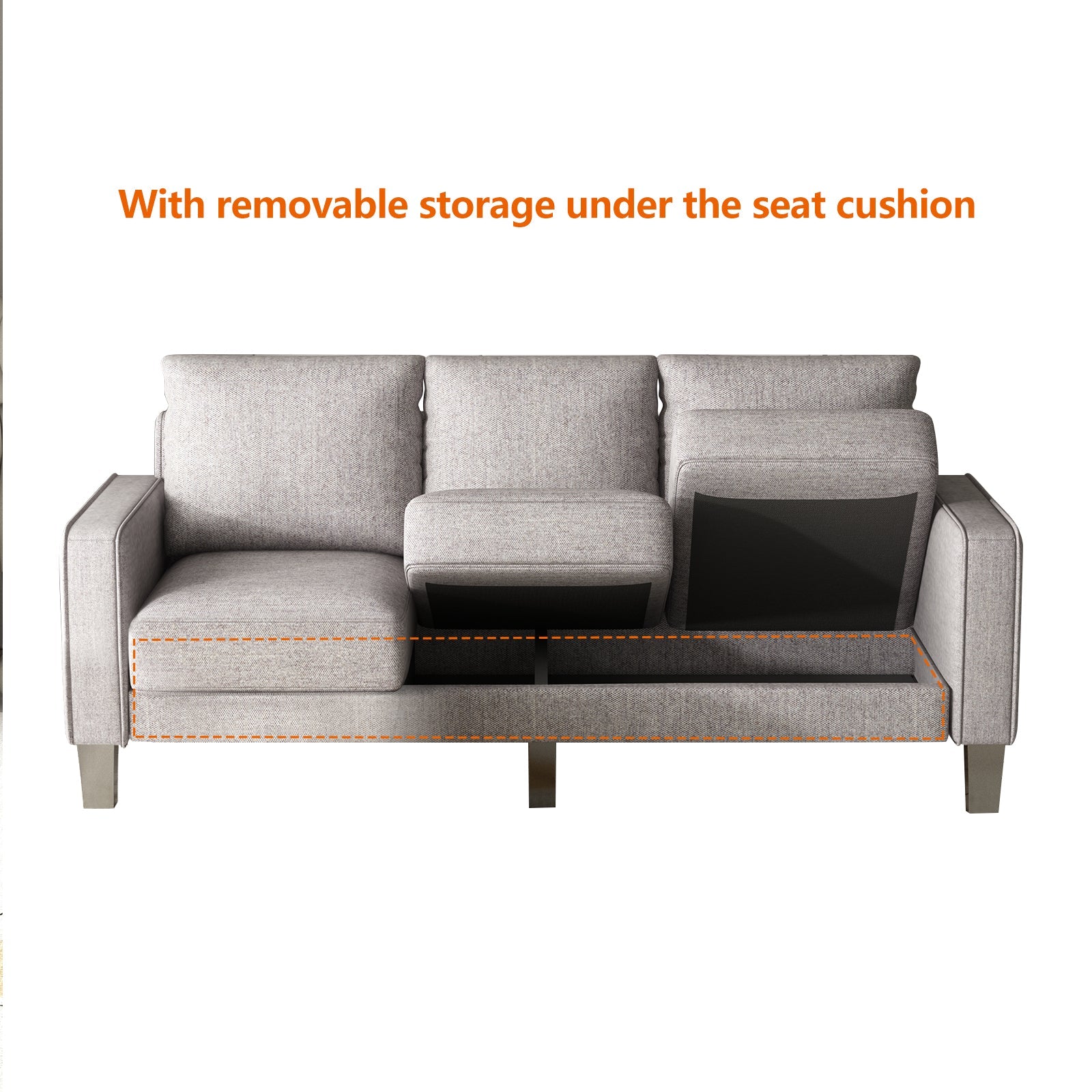Modern Living Room Furniture Sofa in Light Grey Fabric