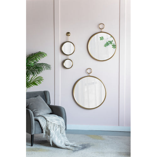 22" x 28" Circle Wall Mirror with Gold Iron Frame, Accent Mirror for