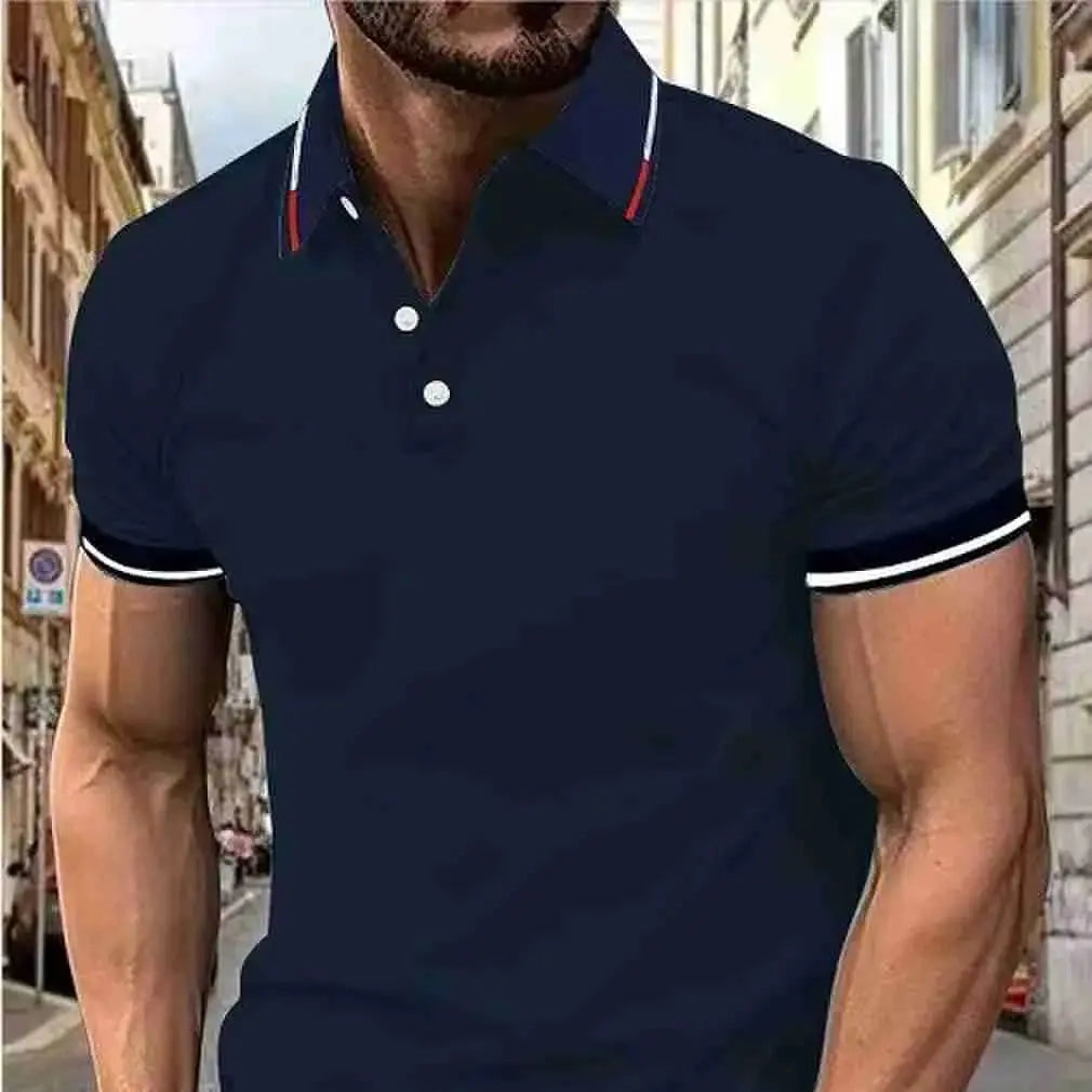 The1stAmerican™ Men's new Polo shirt T-shirt summer men's short-sleeved intercolored lapel