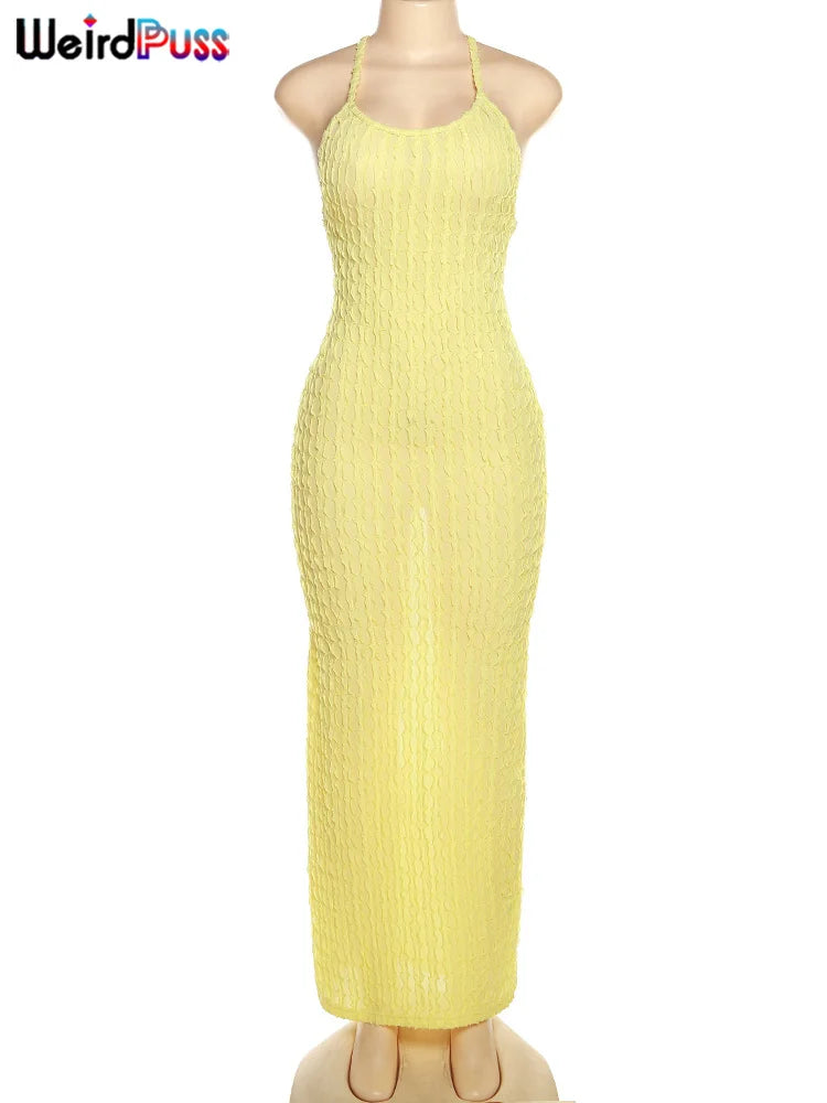 The1stAmerican™ Weird Puss Cross Bandage Women Maxi Dress